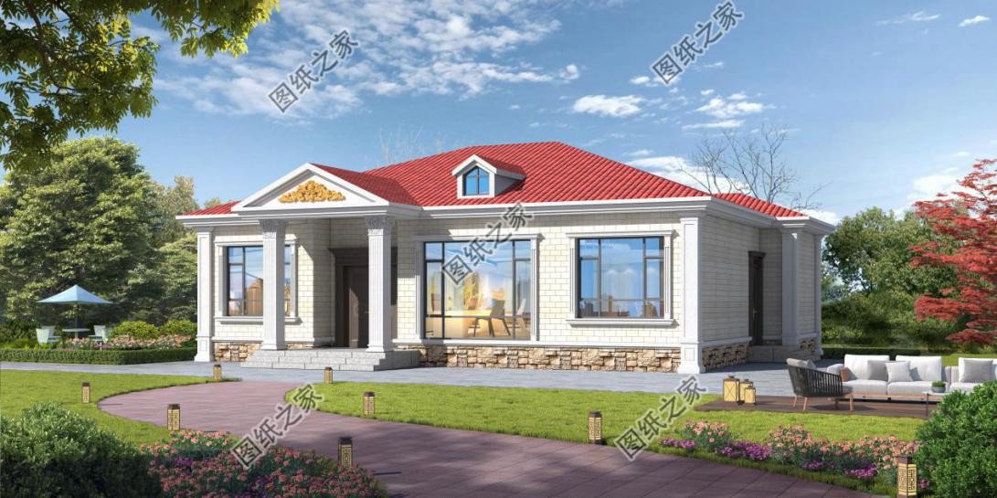 4款農村歐式一層別墅設計，外觀簡約好看造價不高還實用