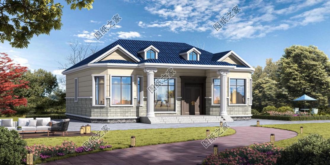 4款農村歐式一層別墅設計，外觀簡約好看造價不高還實用