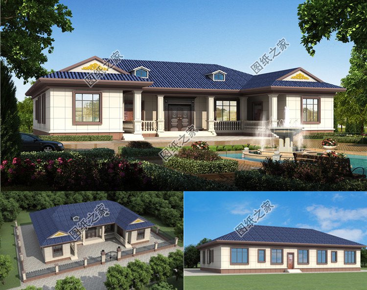 中式一層農(nóng)村別墅設(shè)計(jì)圖效果圖