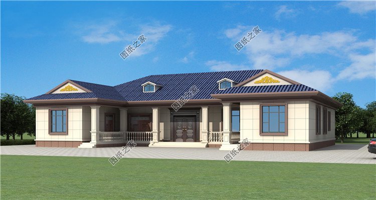 中式一層農(nóng)村別墅設(shè)計(jì)圖外觀圖