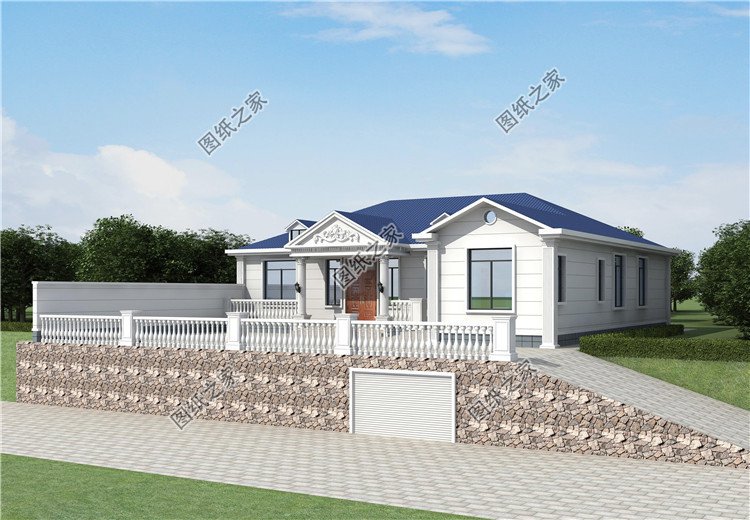 七字形一層小平房設(shè)計方案外觀圖