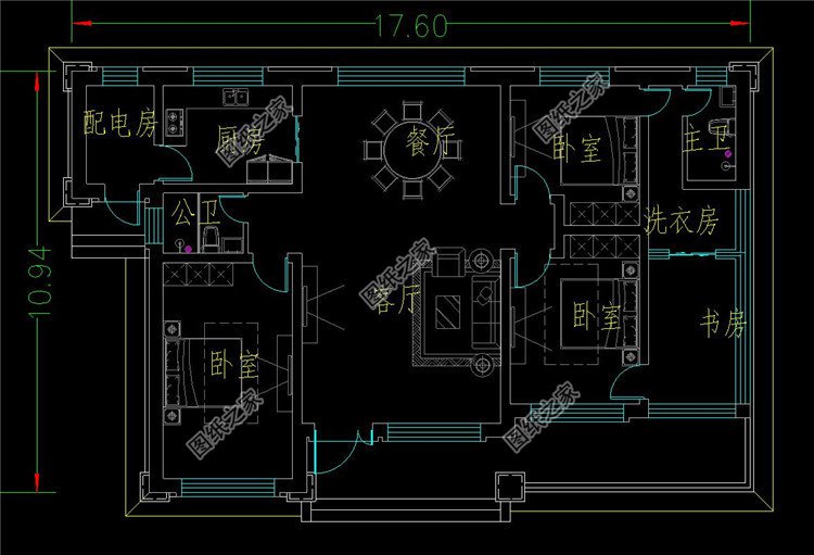 居家養(yǎng)老一層別墅設(shè)計(jì)圖平面圖