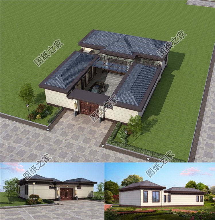 帶院子的農(nóng)村別墅方案效果圖