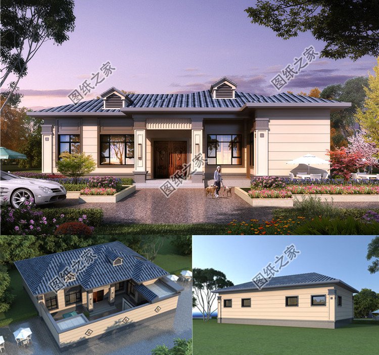 188平米一層農(nóng)村別墅設(shè)計(jì)圖效果圖