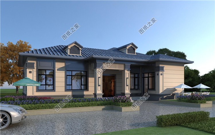 188平米一層農(nóng)村別墅設(shè)計(jì)圖外觀圖