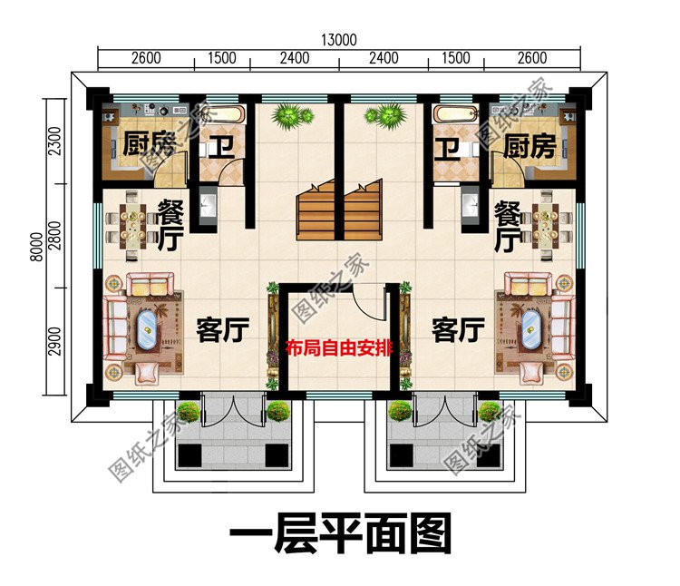 簡單大氣農(nóng)村兄弟三層雙拼別墅