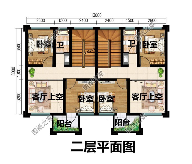 簡單大氣農(nóng)村兄弟三層雙拼別墅