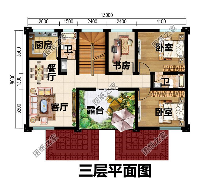 簡單大氣農(nóng)村兄弟三層雙拼別墅