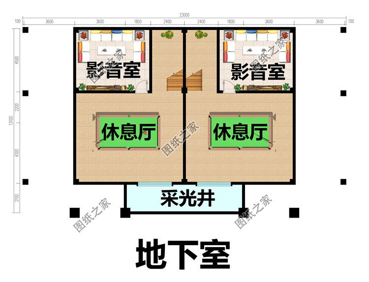 帶地下室的農(nóng)村三層雙拼別墅