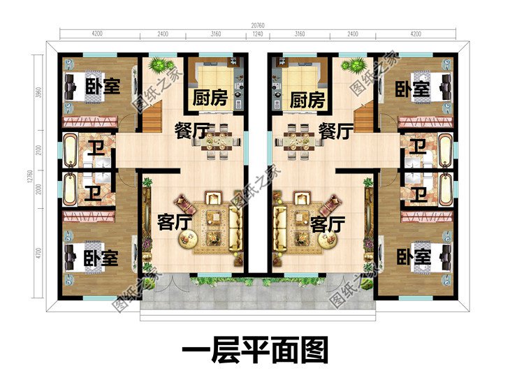 二層新中式雙拼別墅設(shè)計(jì)圖