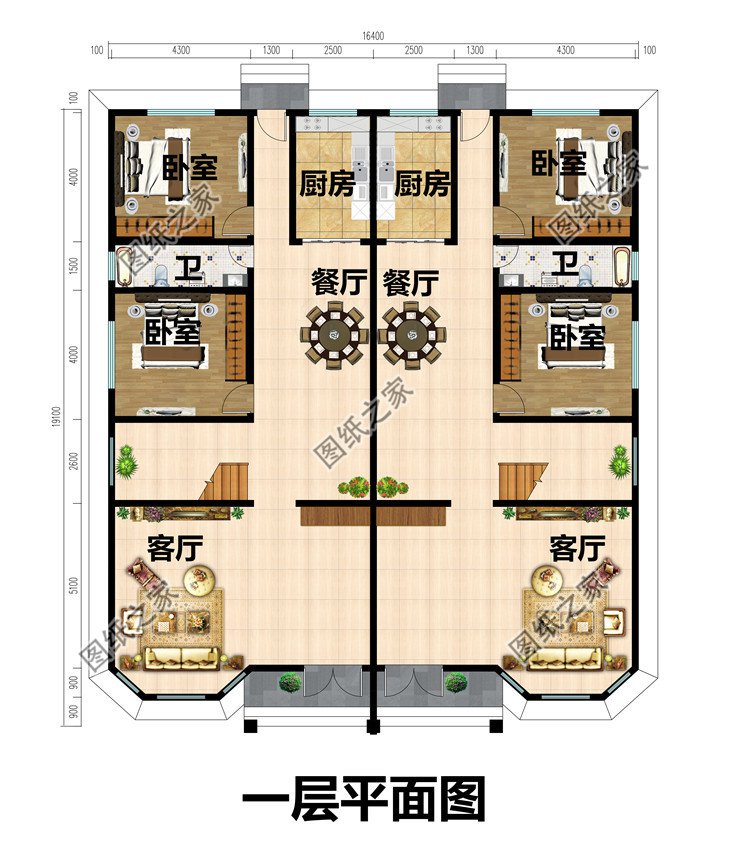 農(nóng)村兄弟雙拼別墅三層