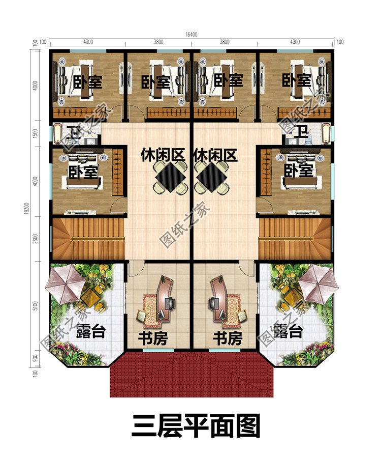 農(nóng)村兄弟雙拼別墅三層