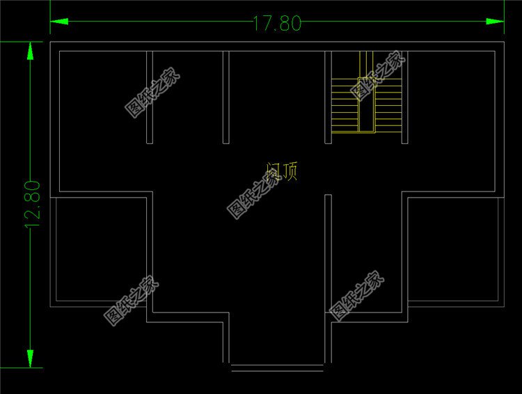 200平米二層五間對(duì)稱式結(jié)構(gòu)別墅閣樓平面圖
