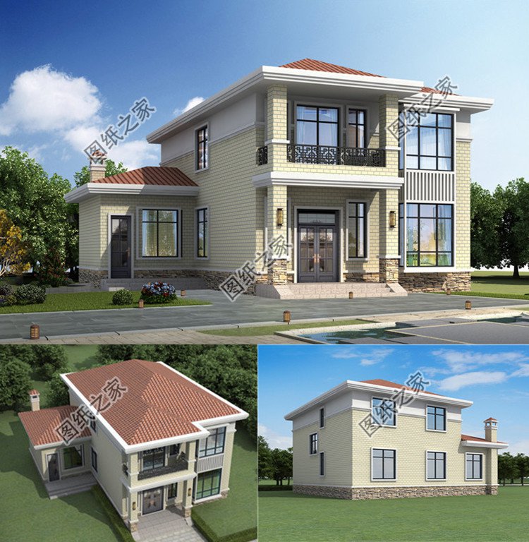 農(nóng)村帶配房二層樓效果圖方案效果圖