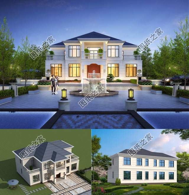 對稱型農(nóng)村別墅設計，精致耐看，長在國人的審美觀上