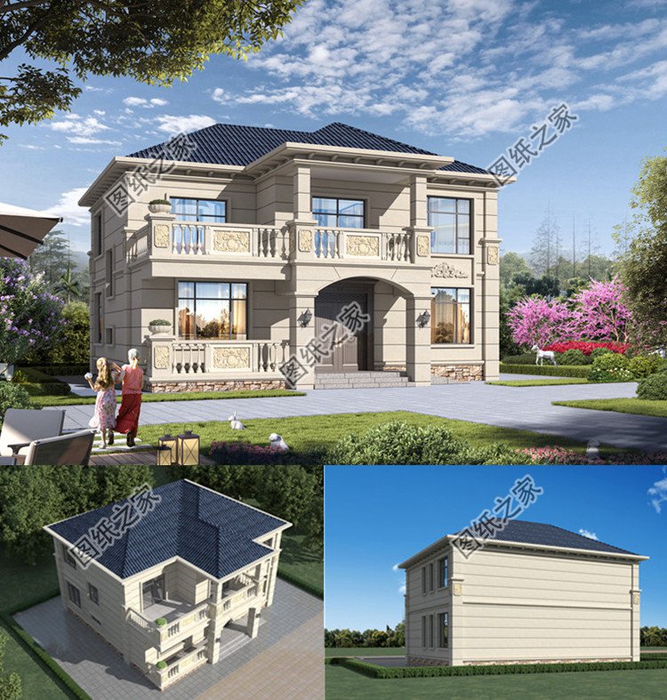 農(nóng)村三間兩層樓房設(shè)計圖效果圖