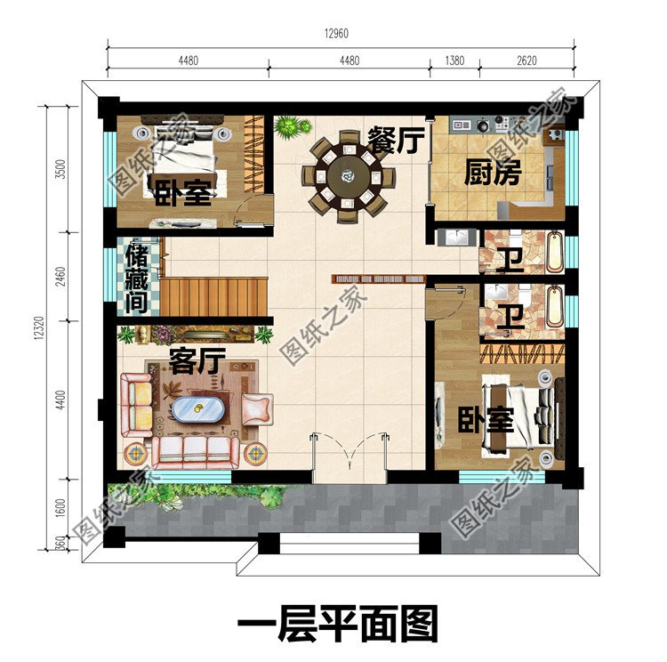 農(nóng)村三間兩層樓房設(shè)計圖一層