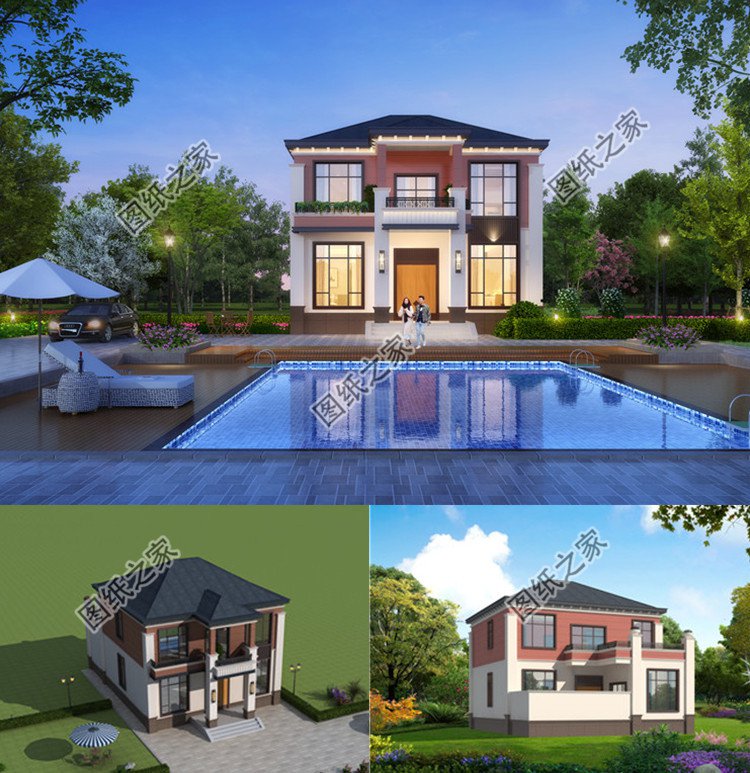 二層帶獨(dú)立廚房鄉(xiāng)村別墅設(shè)計(jì)圖效果圖