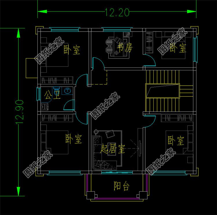 簡(jiǎn)歐風(fēng)二層農(nóng)村別墅設(shè)計(jì)圖二層