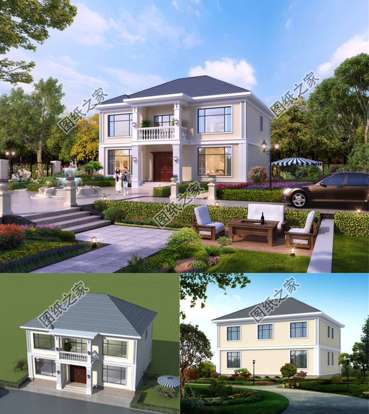 14x12.5米二層農(nóng)村別墅設(shè)計圖效果圖