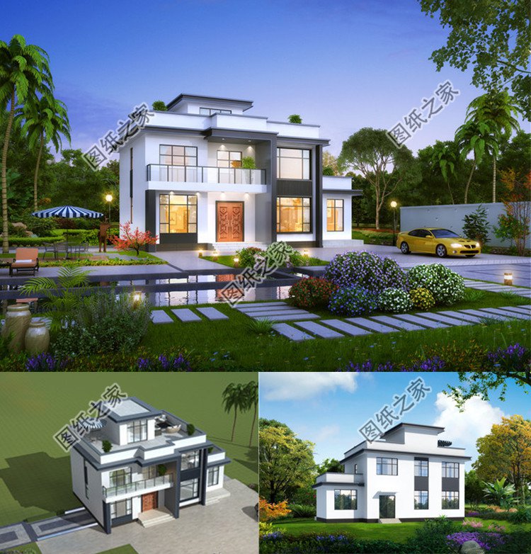 時尚耐看的二層農(nóng)村別墅設(shè)計(jì)圖效果圖