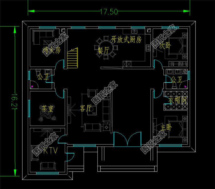 四開間的二層別墅設(shè)計圖一層