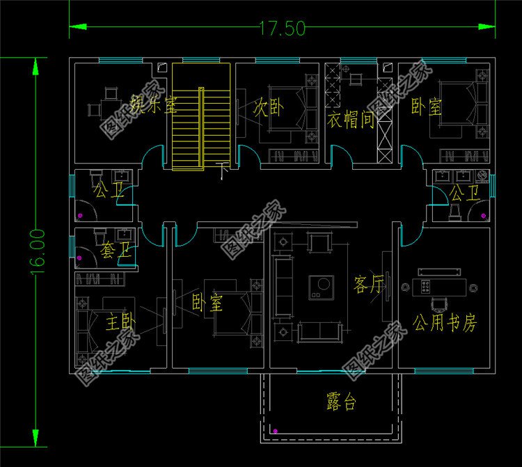 四開間的二層別墅設(shè)計圖二層