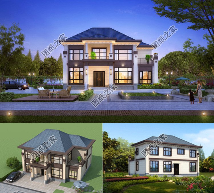 方方正正的二層農(nóng)村別墅設(shè)計(jì)圖效果圖