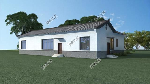 一層中式養(yǎng)老房效果圖，經(jīng)濟的造價成本，受到廣大建房者喜愛