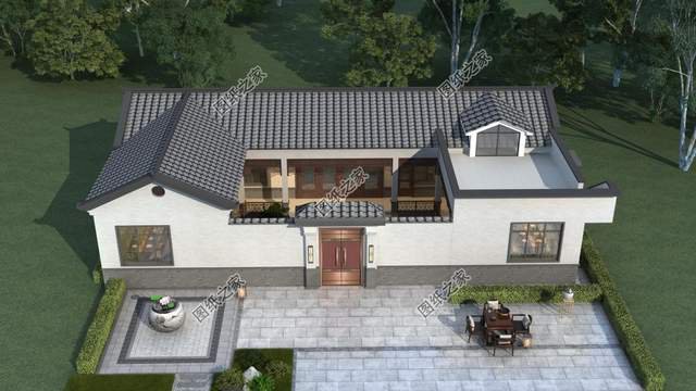 一層中式養(yǎng)老房效果圖，經(jīng)濟的造價成本，受到廣大建房者喜愛