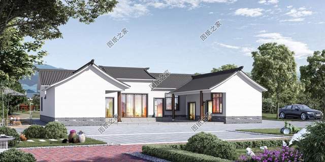 一層中式養(yǎng)老房效果圖，經(jīng)濟的造價成本，受到廣大建房者喜愛