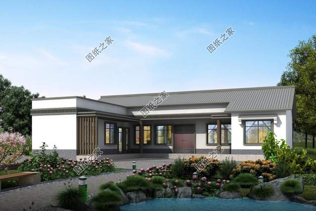 一層中式養(yǎng)老房效果圖，經(jīng)濟的造價成本，受到廣大建房者喜愛