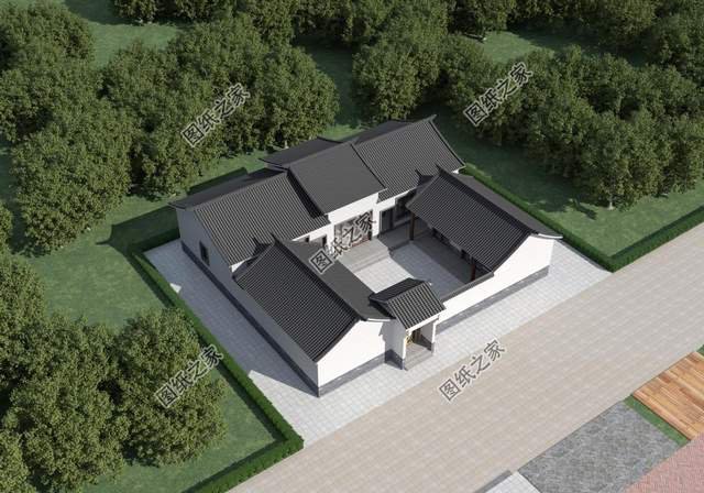 一層中式養(yǎng)老房效果圖，經(jīng)濟的造價成本，受到廣大建房者喜愛