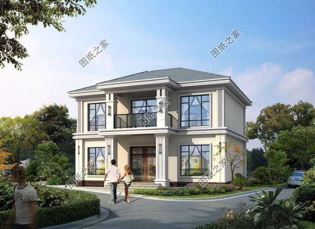 左右對稱別墅設(shè)計圖，外觀簡約大方，一眼就能愛上的小別墅