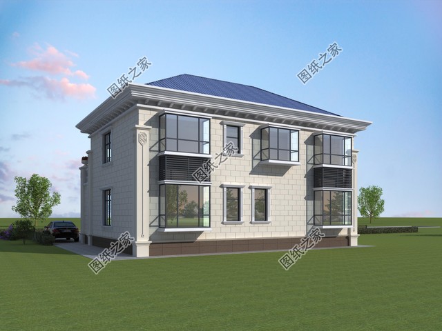 左右對稱別墅設(shè)計圖，外觀簡約大方，一眼就能愛上的小別墅