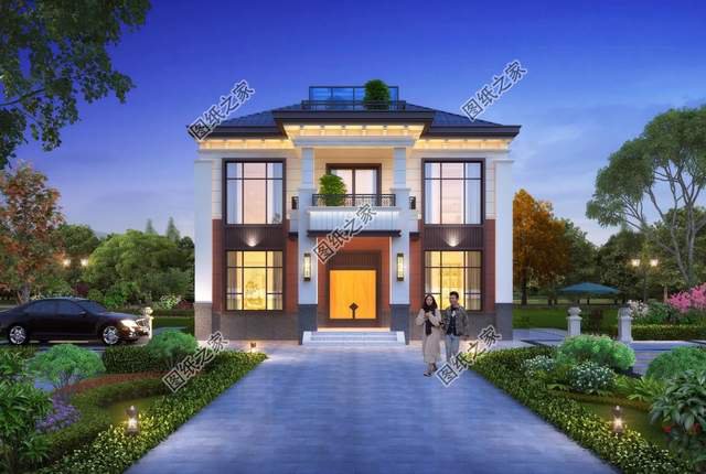 左右對稱別墅設(shè)計圖，外觀簡約大方，一眼就能愛上的小別墅