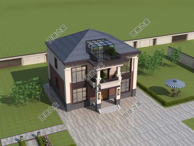 左右對稱別墅設(shè)計圖，外觀簡約大方，一眼就能愛上的小別墅