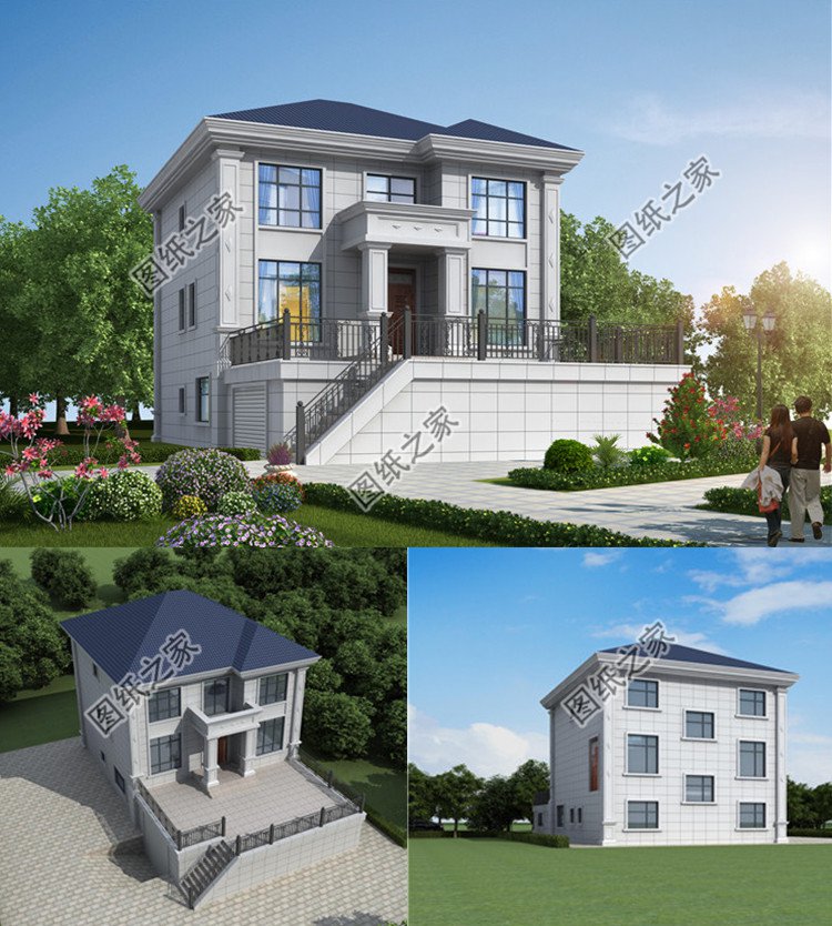 帶架空層別墅設(shè)計方案效果圖