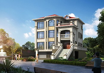 超氣派的三層別墅設(shè)計圖，架空層做車庫，有錢有地就能建