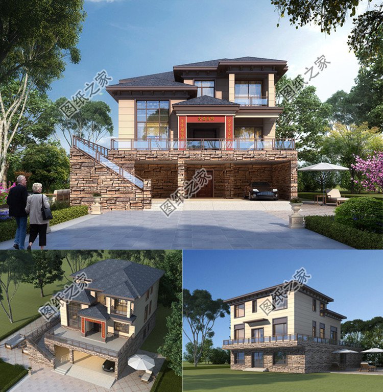 超氣派的三層別墅設計圖效果圖