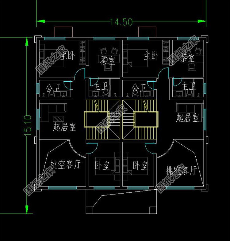 四層豪華別墅設(shè)計(jì)圖二層