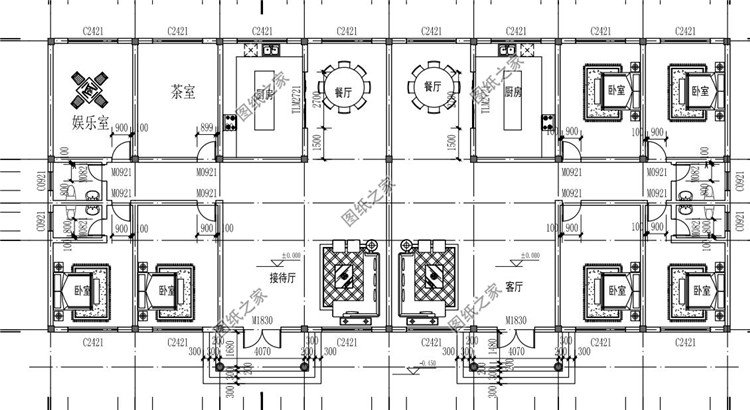 便宜雙拼別墅設(shè)計圖一層