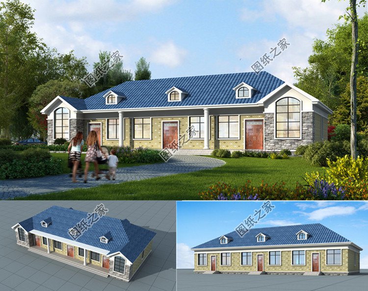 小戶型三戶聯(lián)排別墅房屋設(shè)計(jì)圖效果圖