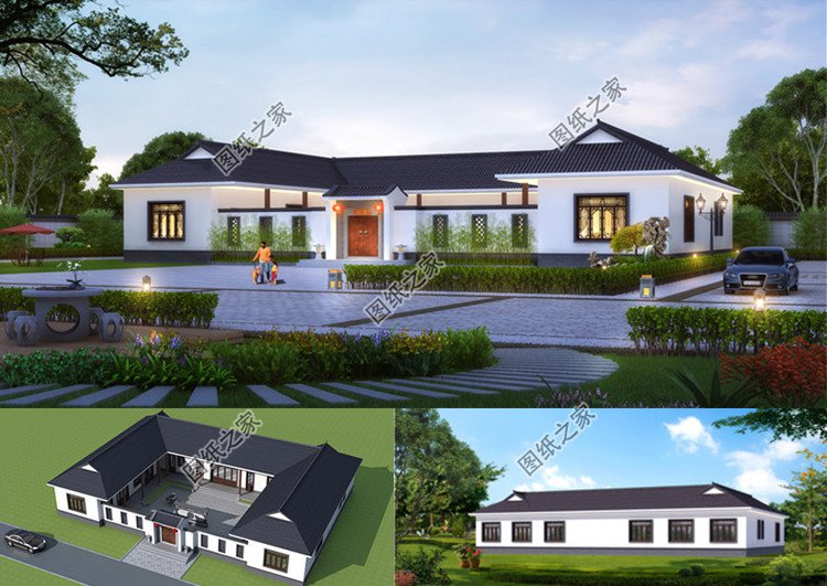 兄弟合建中式一層四合院效果圖