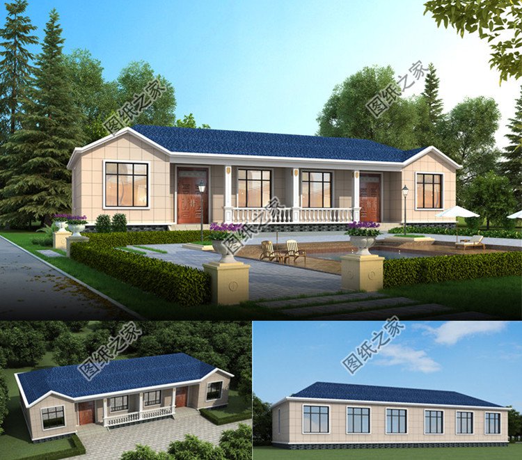 實(shí)用的一層雙拼鄉(xiāng)村別墅效果圖