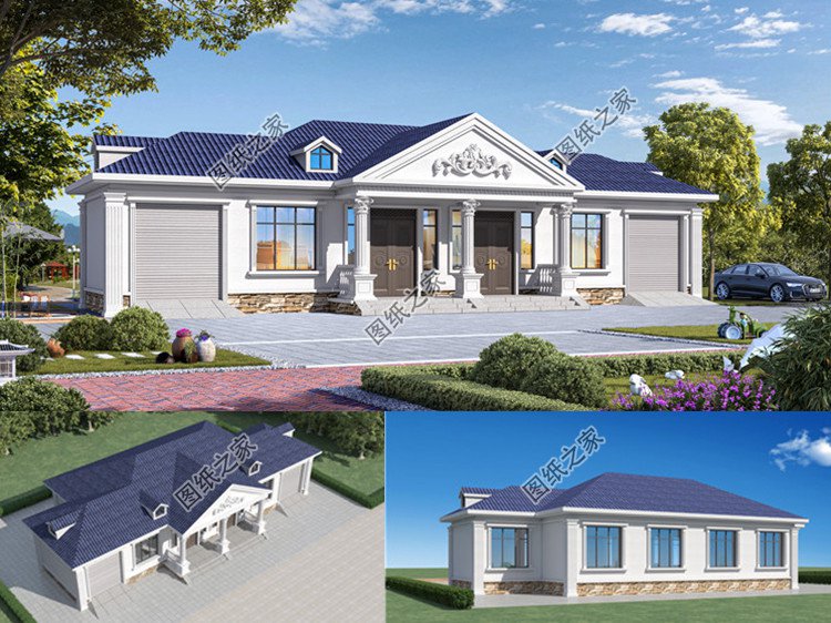 帶車庫的雙拼別墅設(shè)計(jì)方案效果圖