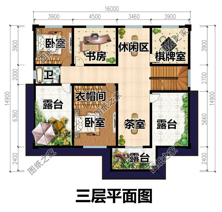 農村四間三層豪華別墅設計