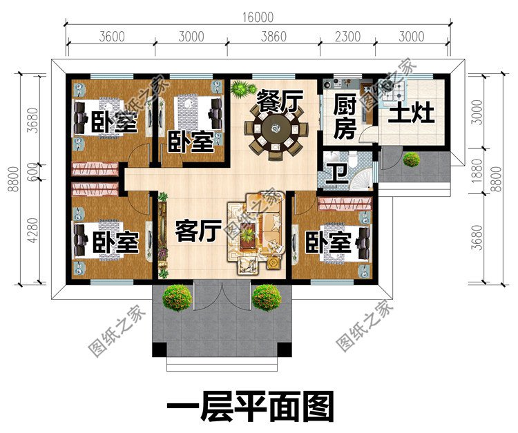 農(nóng)村一層小別墅設(shè)計(jì)圖