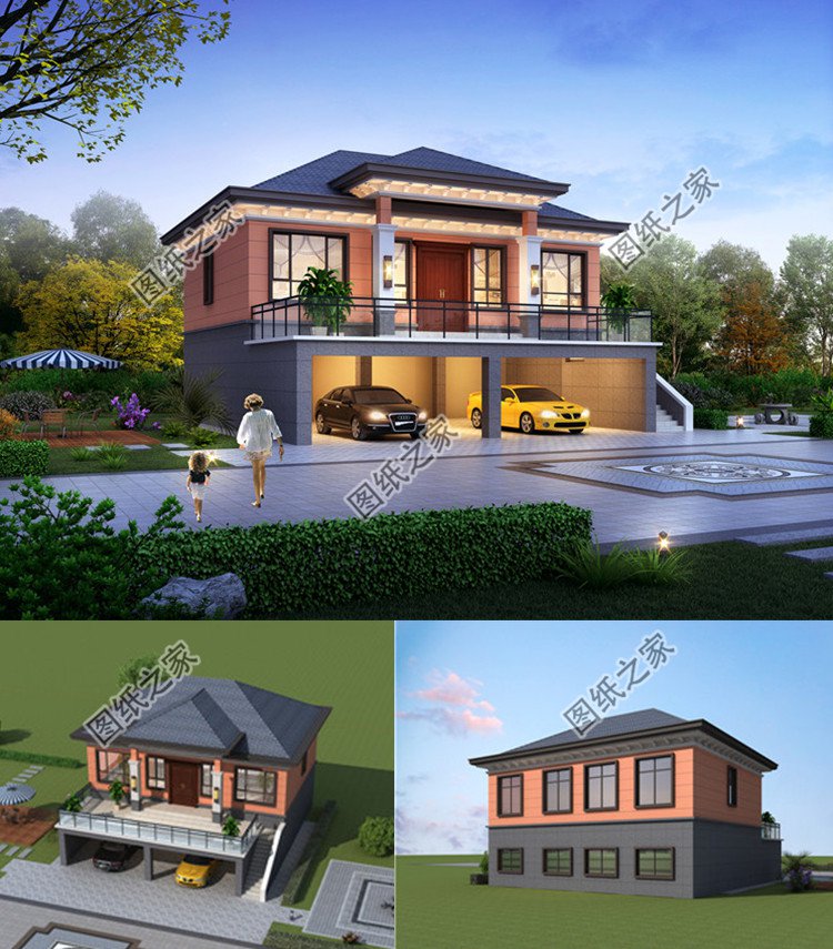 13x14米帶架空層小別墅設(shè)計(jì)圖效果圖