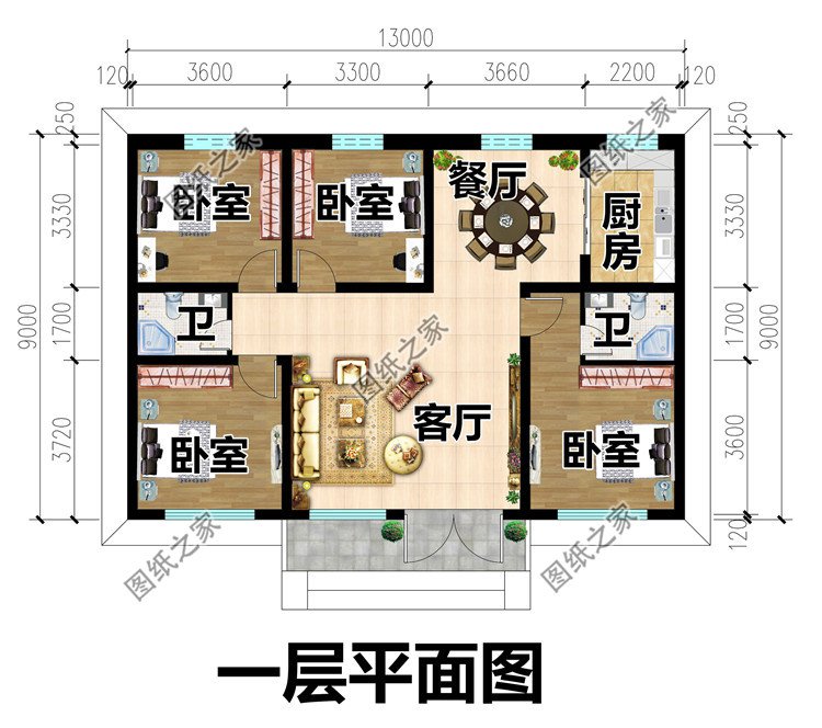 省錢美觀一層自建房子設(shè)計(jì)圖一層